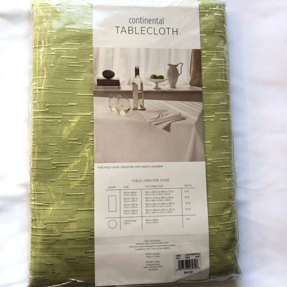 NWT Continental green pistacho tablecloth